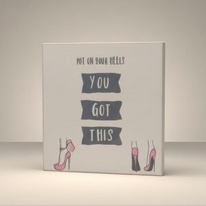 Motivational Canvas Wall Art with Pink Heels